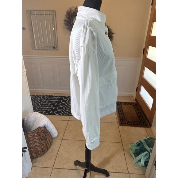 Anthropologie by Avec Les Filles White Corduroy Button-Front Jacket M Boxed Crop - Picture 6 of 10